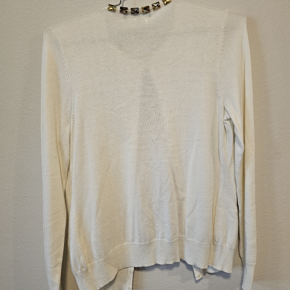 Jones New York Medium Cream Sweater w/ Citrine Color Beads - Picture 6 of 6